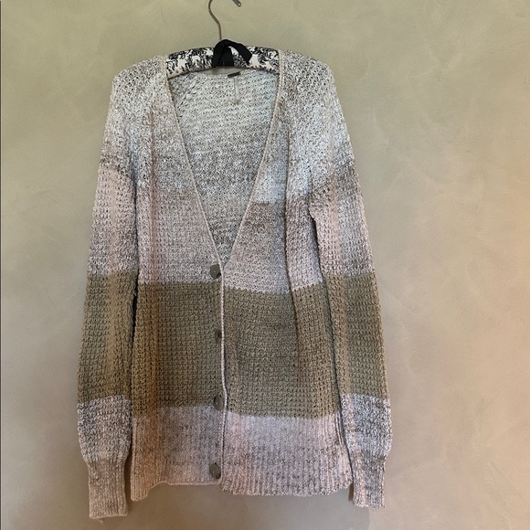 We The Free Sweaters - Free people crochet beige green tan cardigan with 4 buttons size Large .